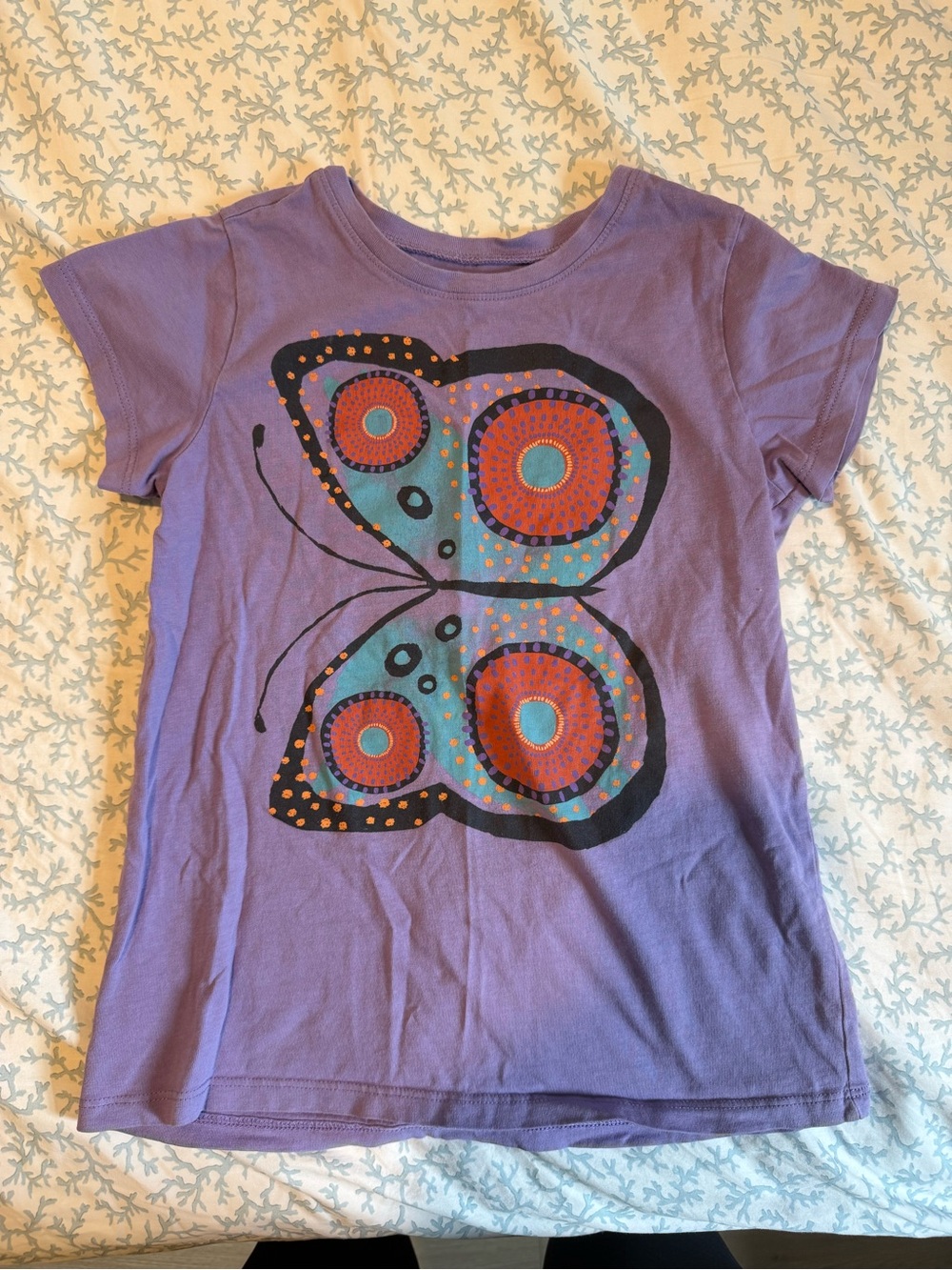 Tea Collection Purple Short Sleeve Tee with Colorful Butterfly